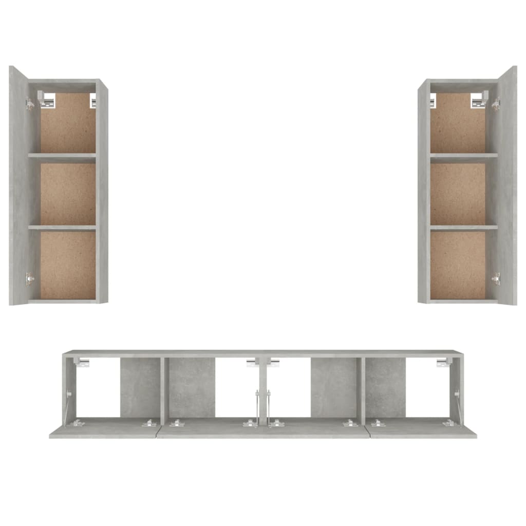 4 Piece TV Cabinet Set Concrete Grey Engineered Wood