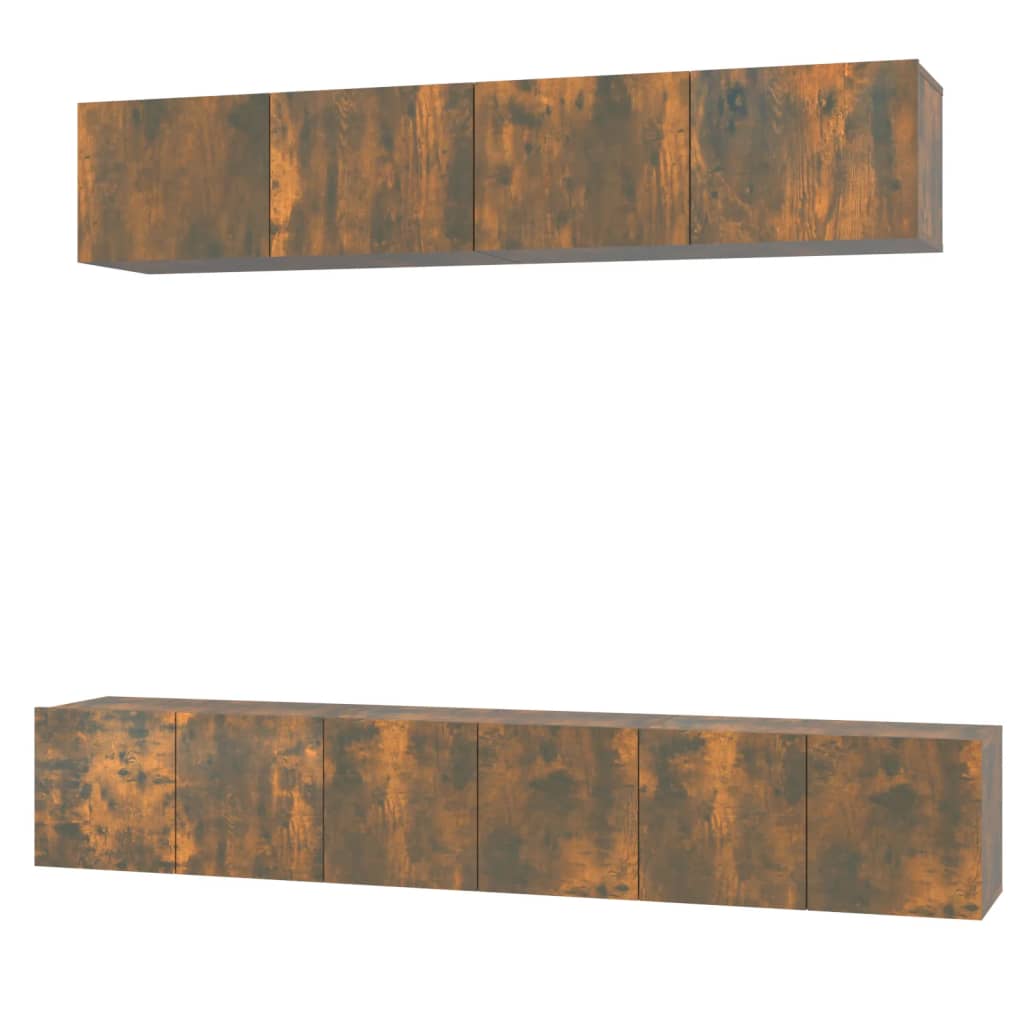 5 Piece TV Cabinet Set Smoked Oak Engineered Wood