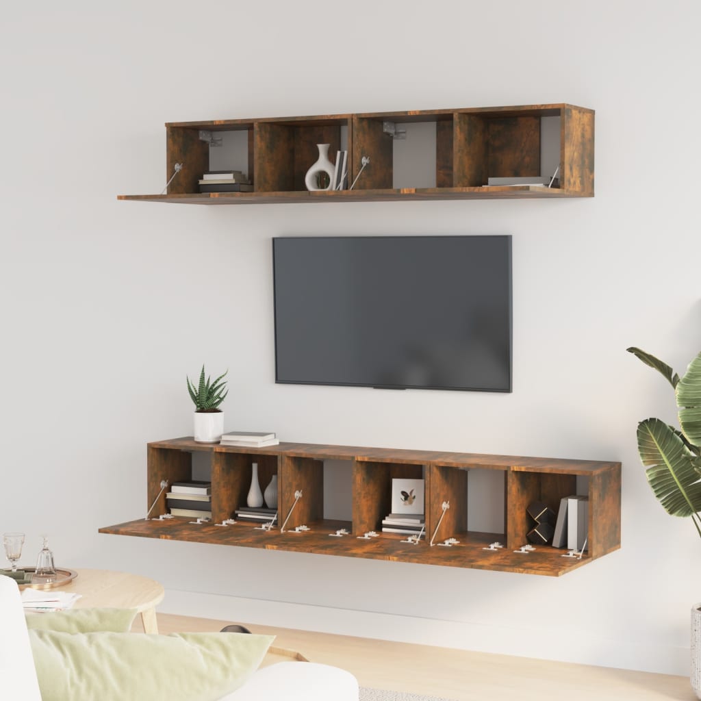 5 Piece TV Cabinet Set Smoked Oak Engineered Wood