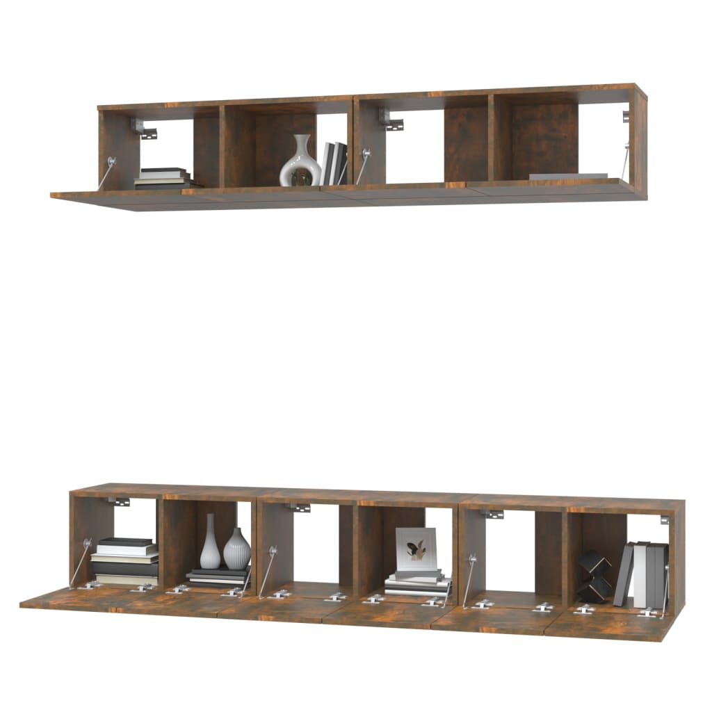 5 Piece TV Cabinet Set Smoked Oak Engineered Wood