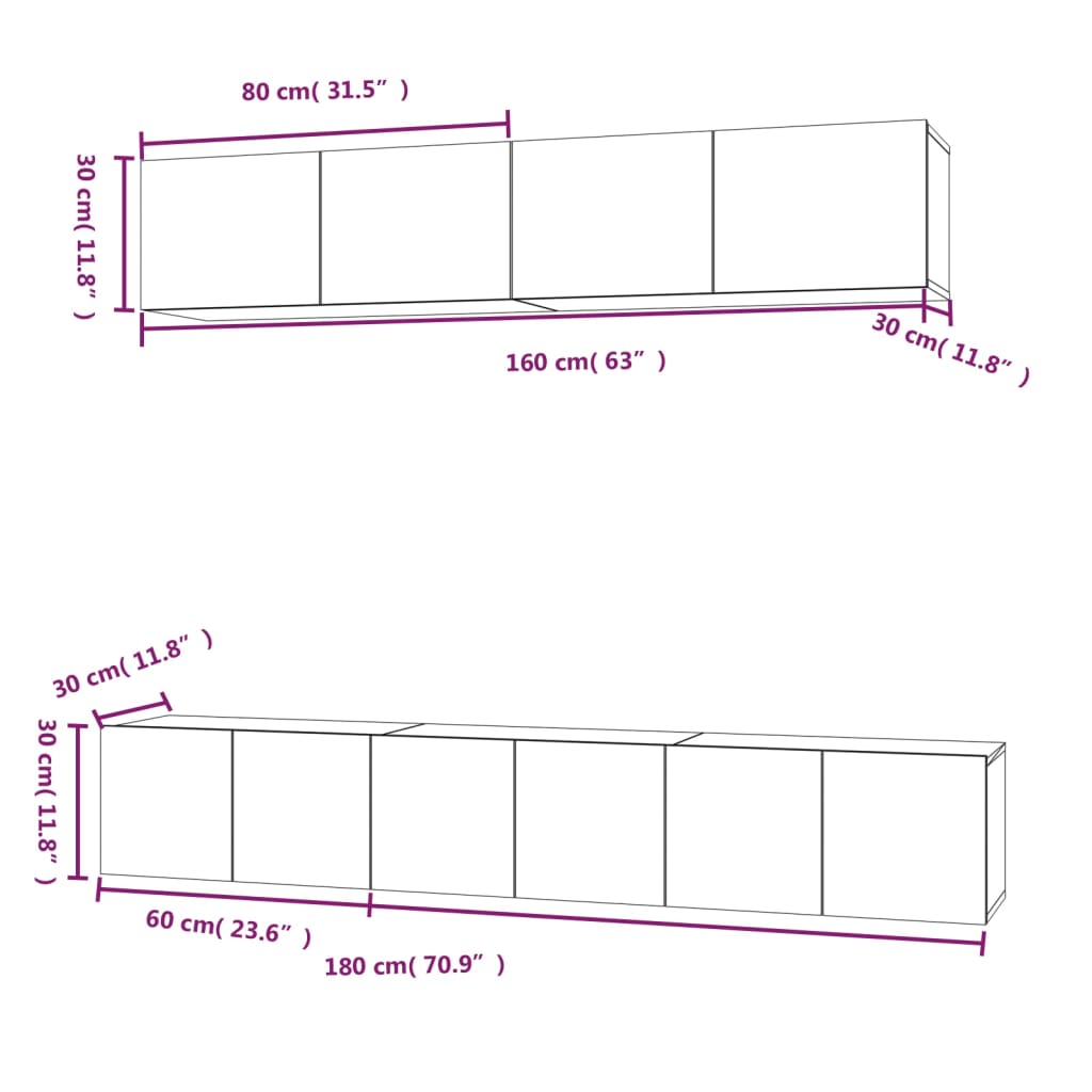 5 Piece TV Cabinet Set Smoked Oak Engineered Wood
