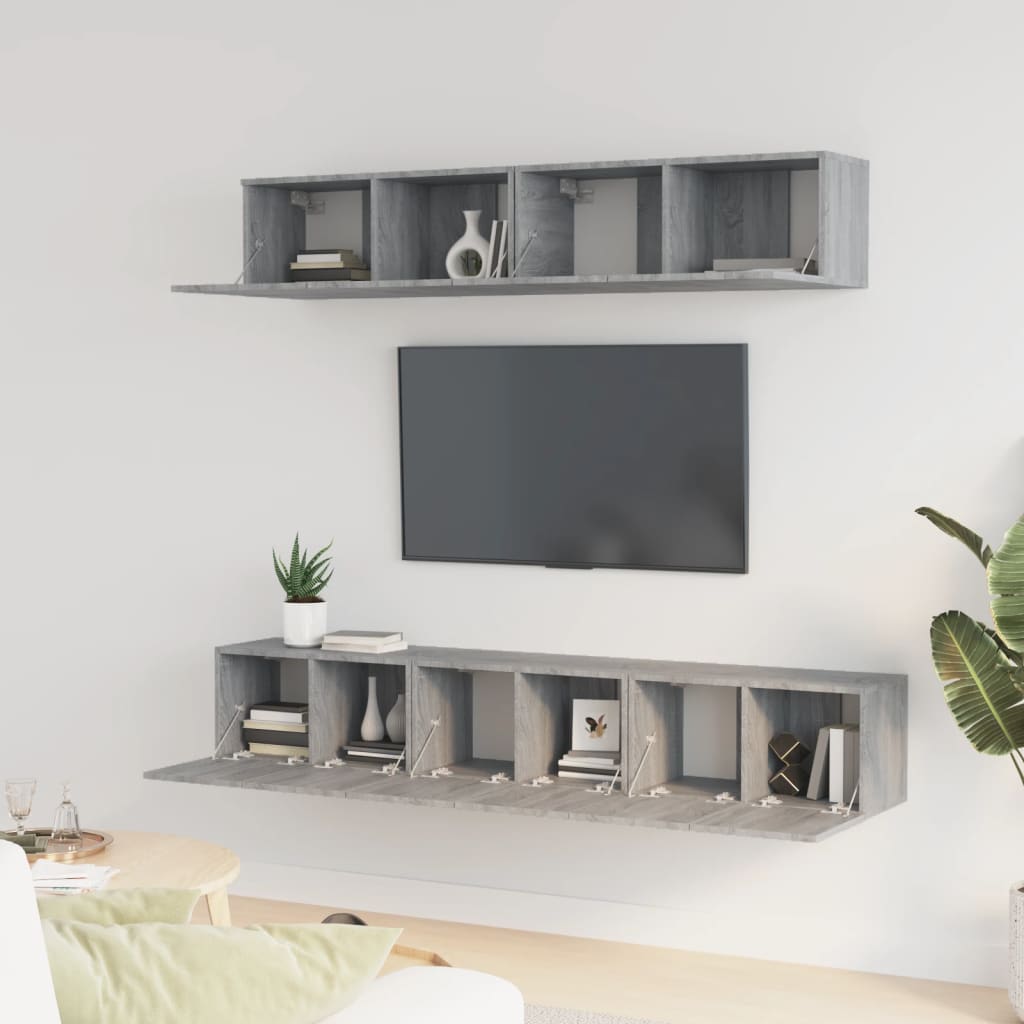5 Piece TV Cabinet Set Grey Sonoma Engineered Wood
