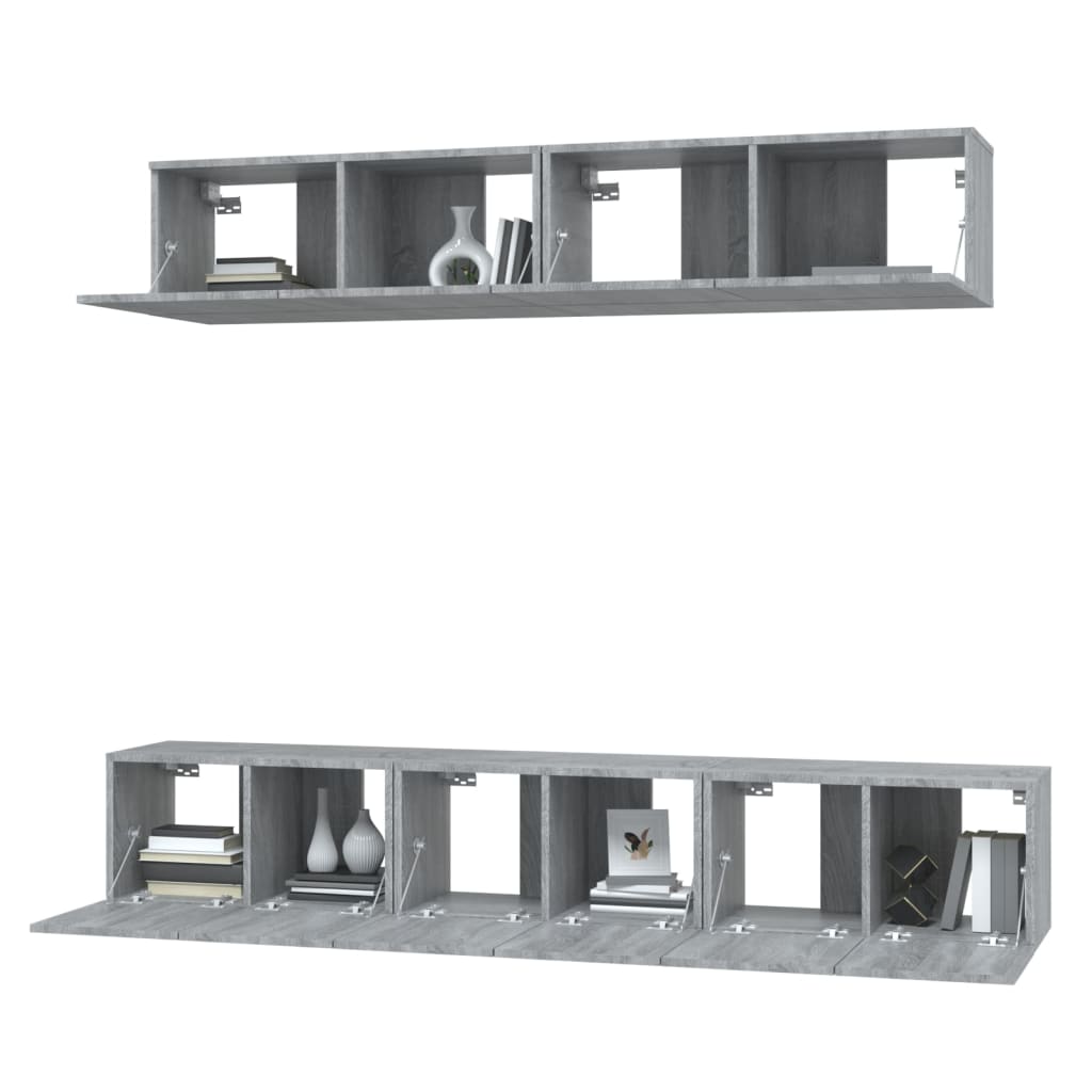 5 Piece TV Cabinet Set Grey Sonoma Engineered Wood