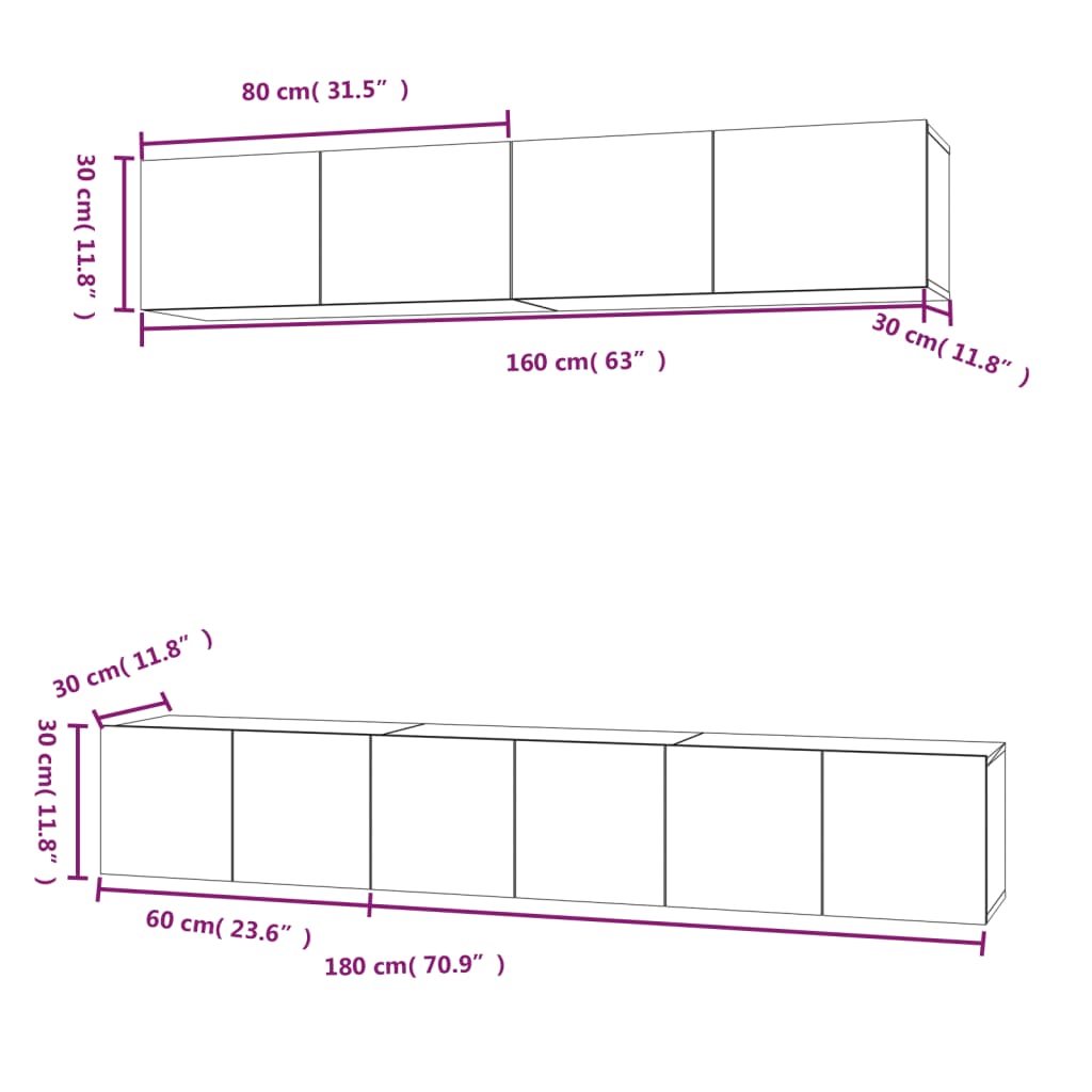 5 Piece TV Cabinet Set Grey Sonoma Engineered Wood