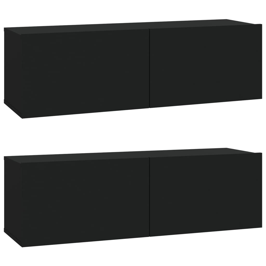 5 Piece TV Cabinet Set Black Engineered Wood