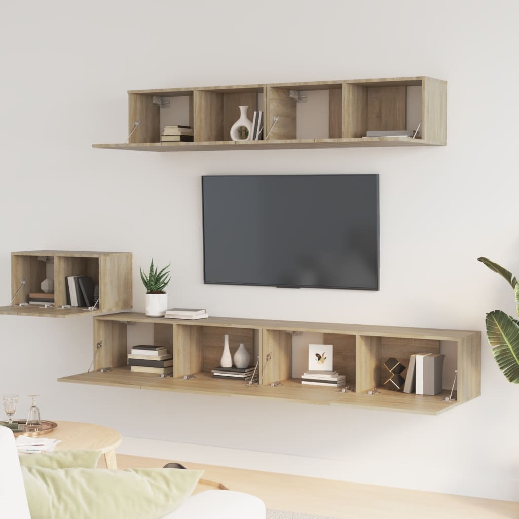 5 Piece TV Cabinet Set Sonoma Oak Engineered Wood