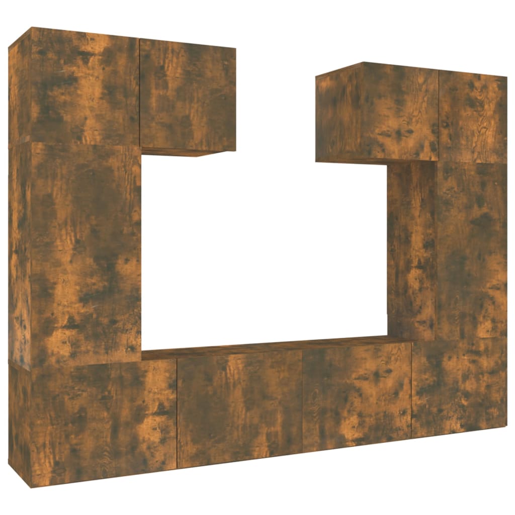6 Piece TV Cabinet Set Smoked Oak Engineered Wood