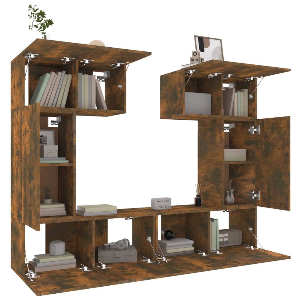 6 Piece TV Cabinet Set Smoked Oak Engineered Wood