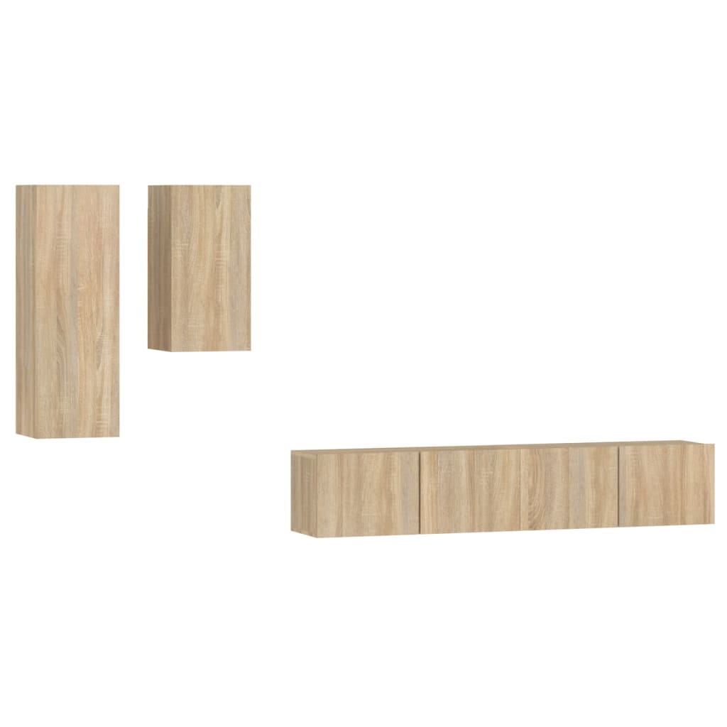 4 Piece TV Cabinet Set Sonoma Oak Engineered Wood