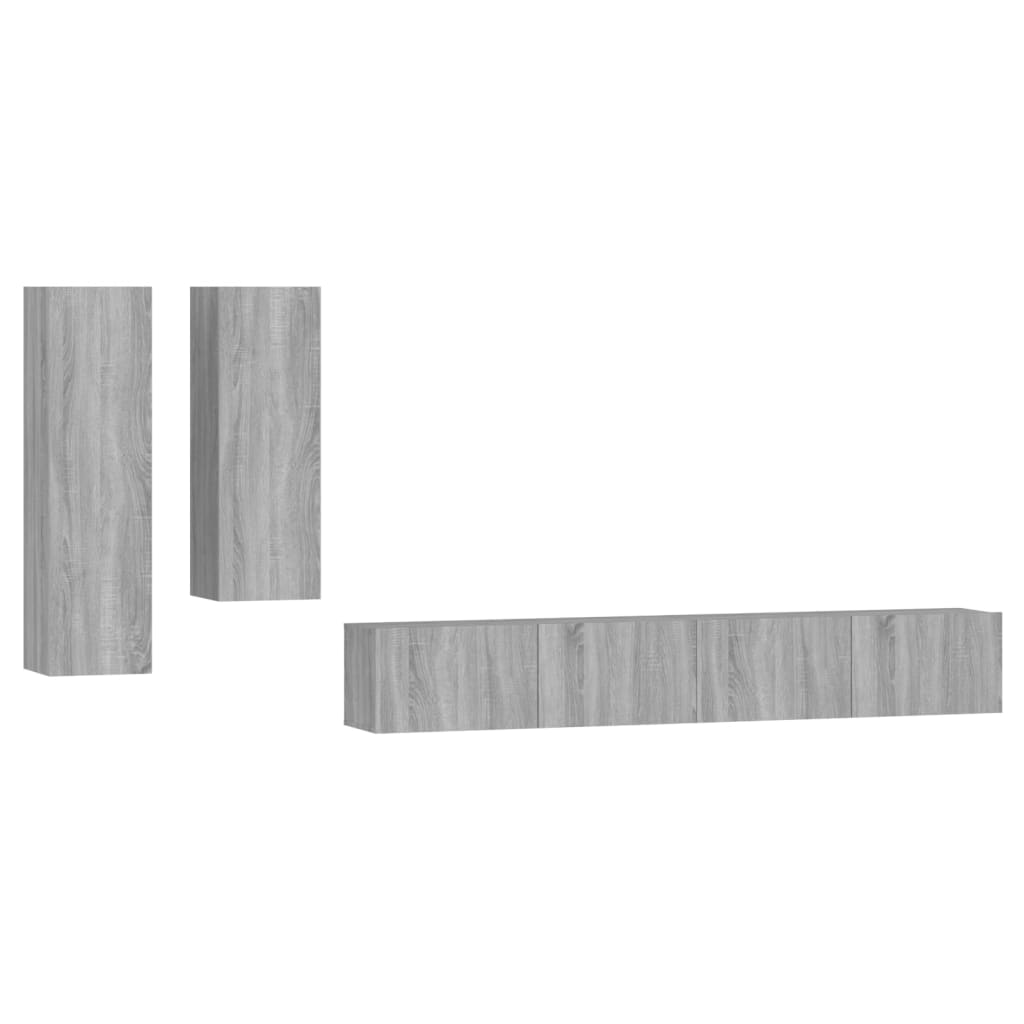 4 Piece TV Cabinet Set Grey Sonoma Engineered Wood