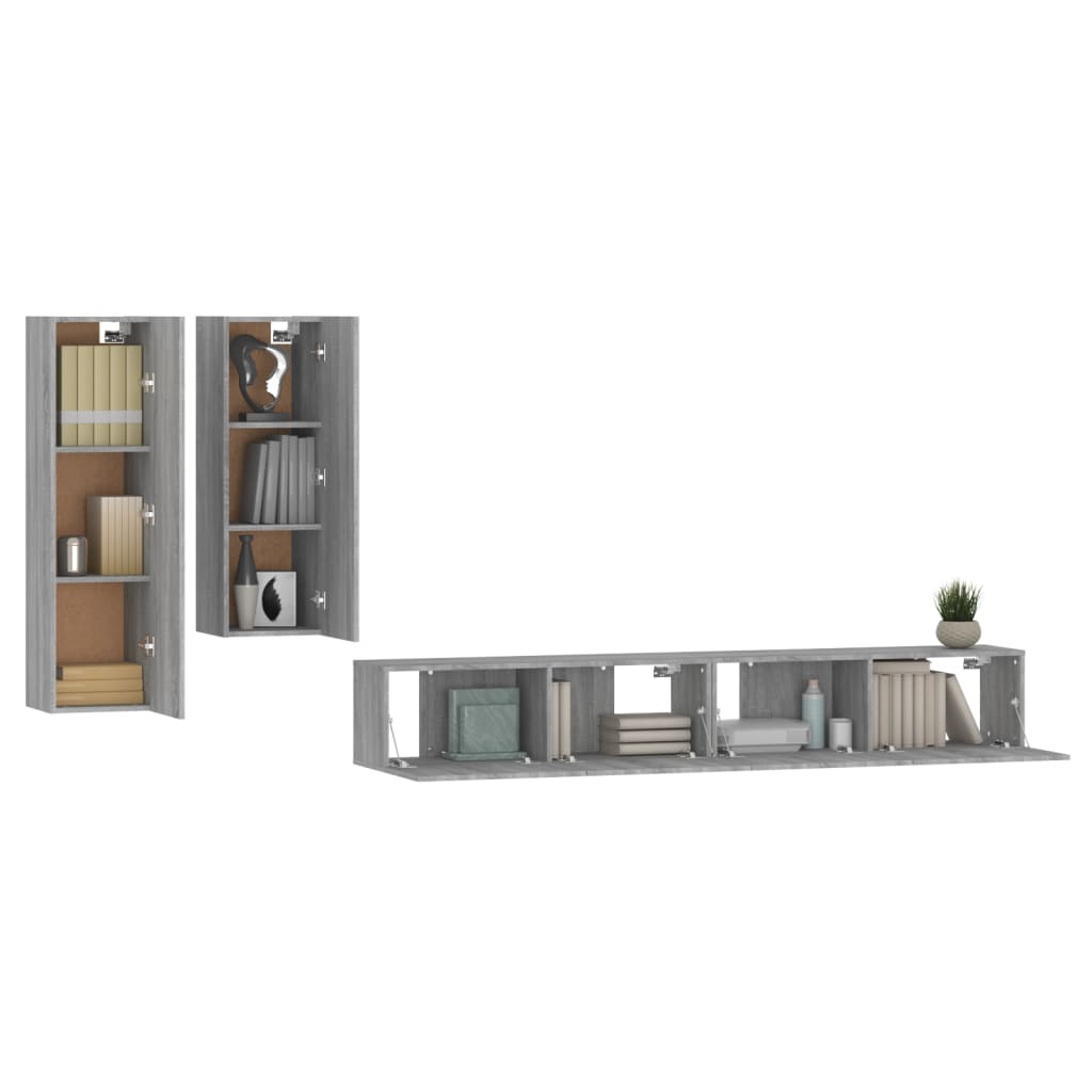 4 Piece TV Cabinet Set Grey Sonoma Engineered Wood