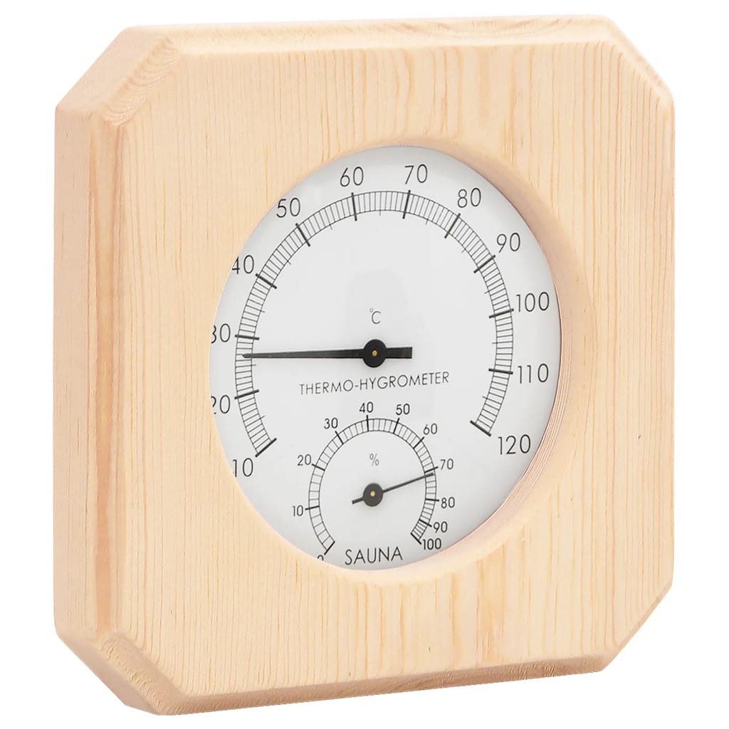 2 in 1 Sauna Hygrothermograph and Sand Timer Set Solid Wood Pine