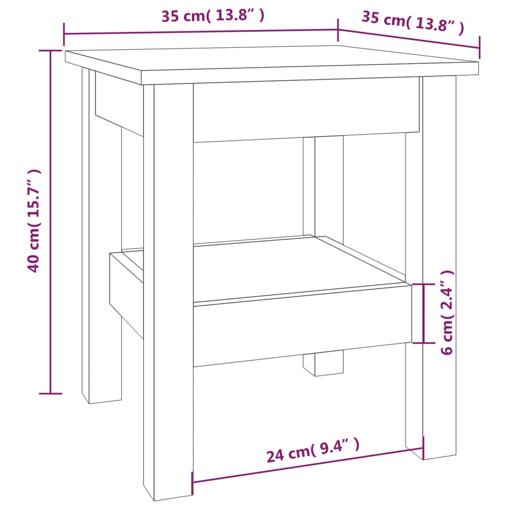 Coffee Table Honey Brown 35x35x40 cm Solid Wood Pine