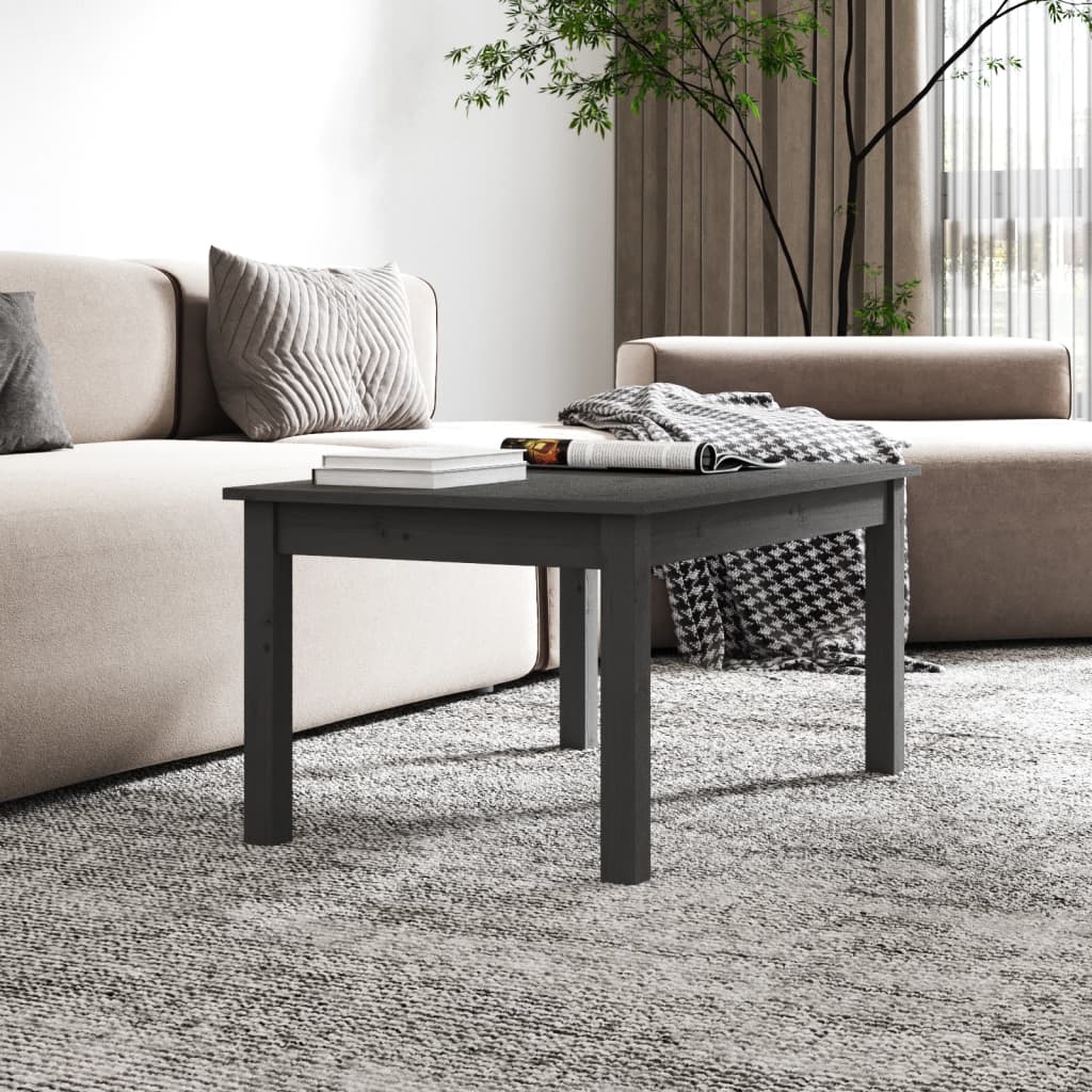 Coffee Table Grey 80x50x40 cm Solid Wood Pine
