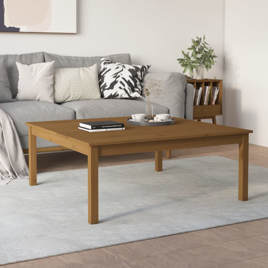 Coffee Table Honey Brown 100x100x40 cm Solid Wood Pine