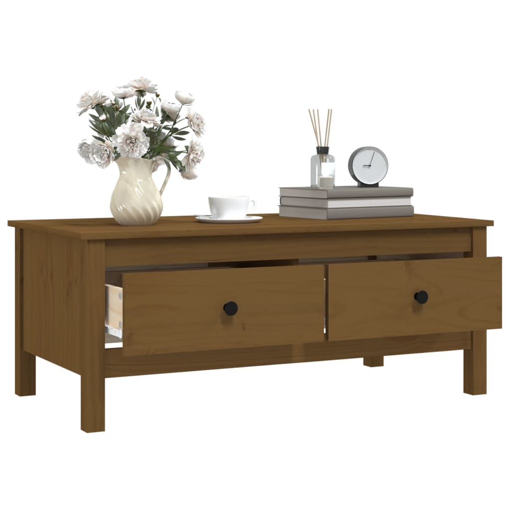 Coffee Table Honey Brown 100x50x40 cm Solid Wood Pine
