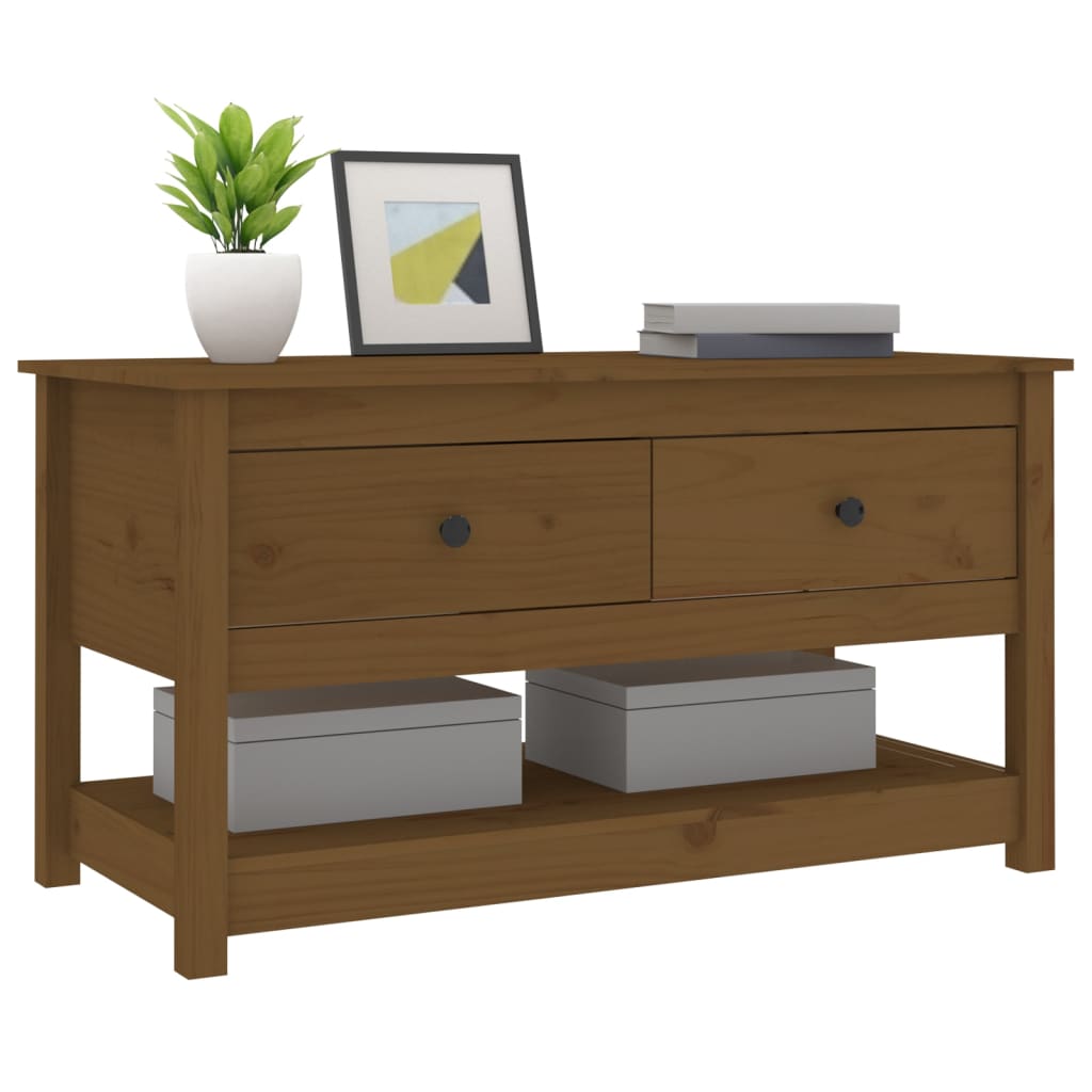 Coffee Table Honey Brown 102x49x55 cm Solid Wood Pine