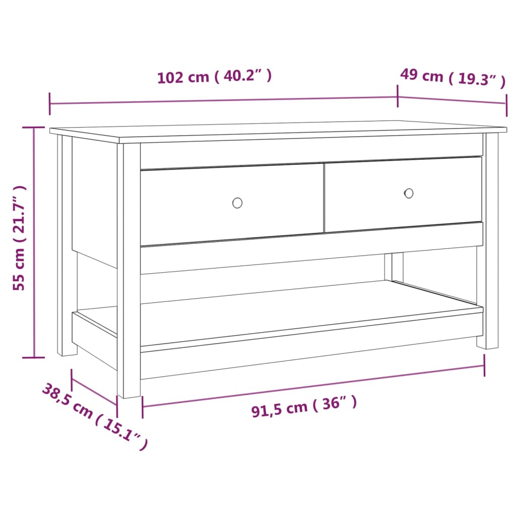 Coffee Table Honey Brown 102x49x55 cm Solid Wood Pine