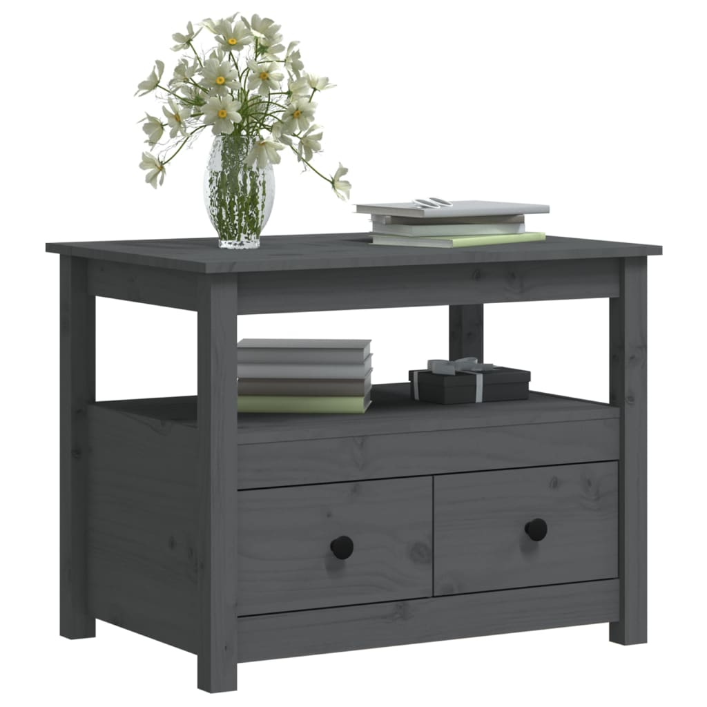 Coffee Table Grey 71x49x55 cm Solid Wood Pine