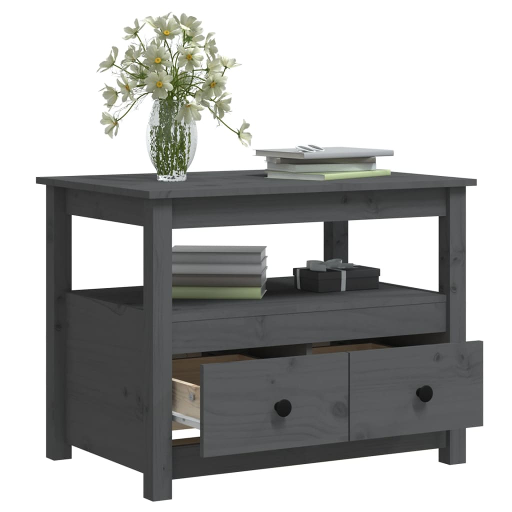 Coffee Table Grey 71x49x55 cm Solid Wood Pine