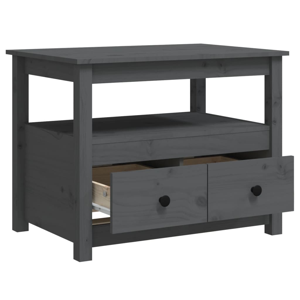 Coffee Table Grey 71x49x55 cm Solid Wood Pine