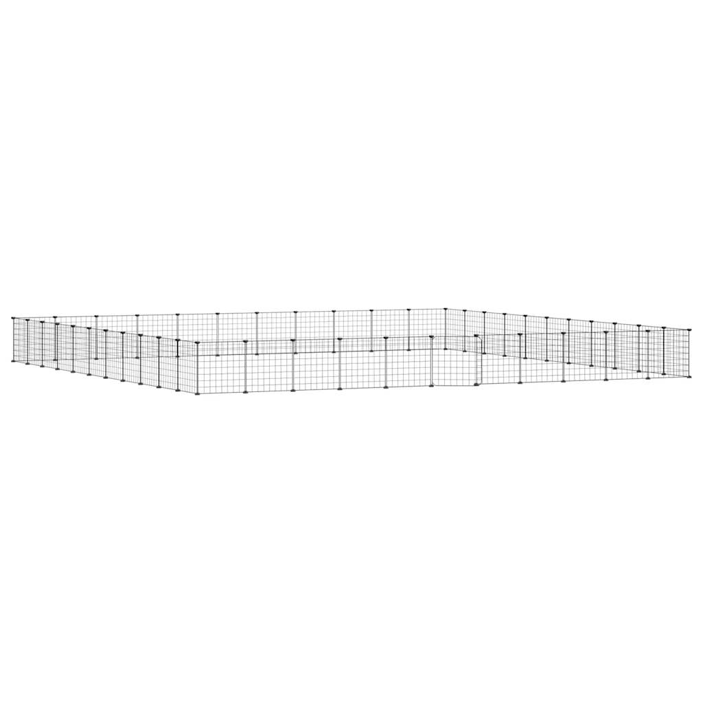 44-Panel Pet Cage with Door Black 35x35 cm Steel