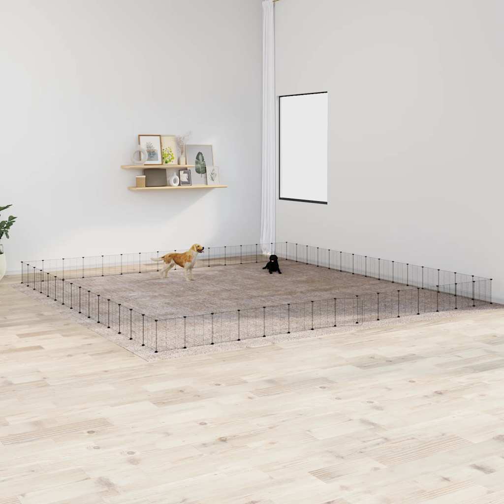 60-Panel Pet Cage with Door Black 35x35 cm Steel