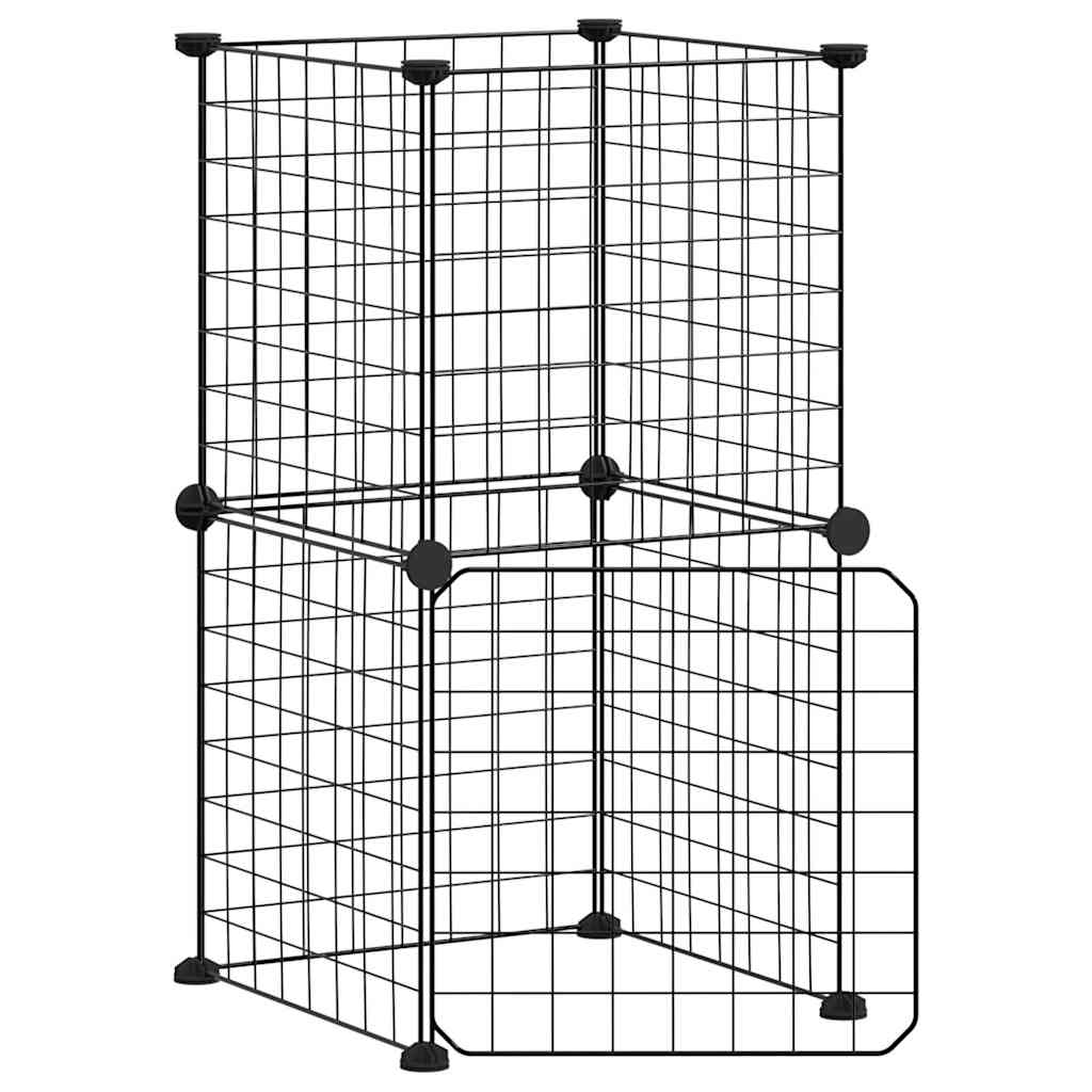 8-Panel Pet Cage with Door Black 35x35 cm Steel