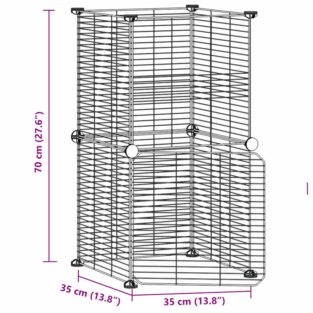 8-Panel Pet Cage with Door Black 35x35 cm Steel