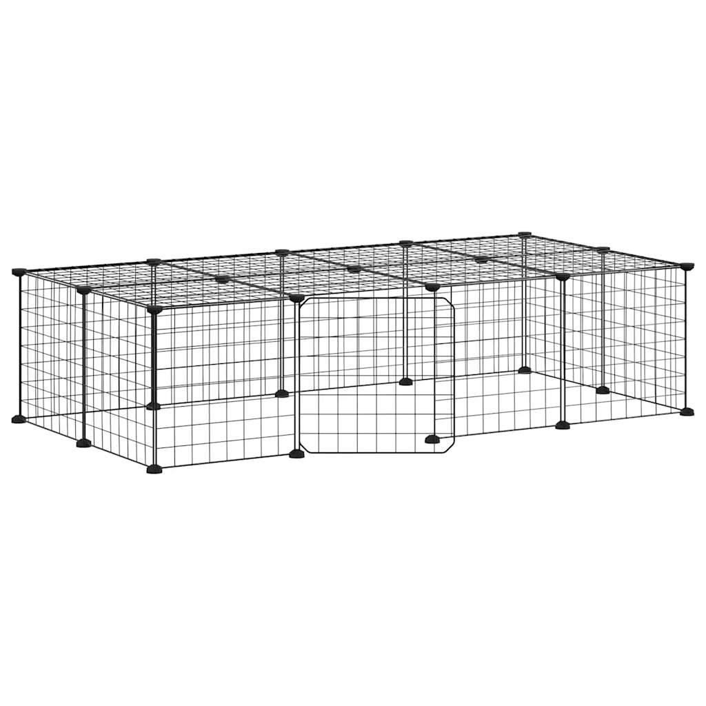 20-Panel Pet Cage with Door Black 35x35 cm Steel