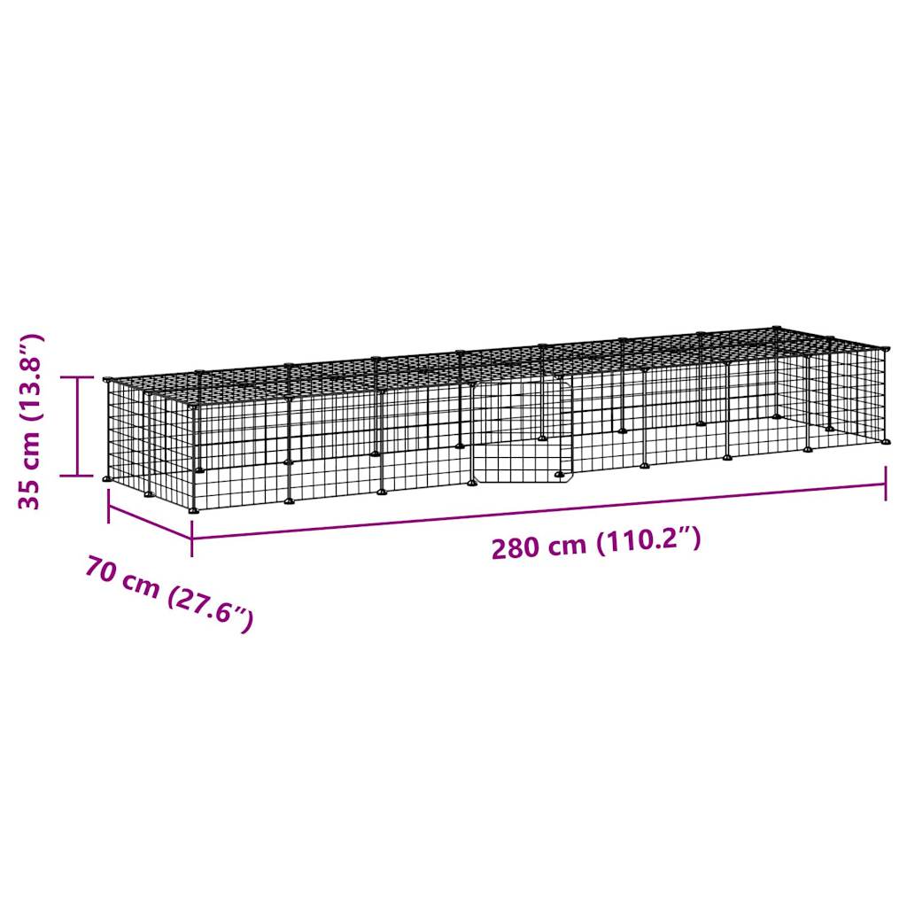 36-Panel Pet Cage with Door Black 35x35 cm Steel