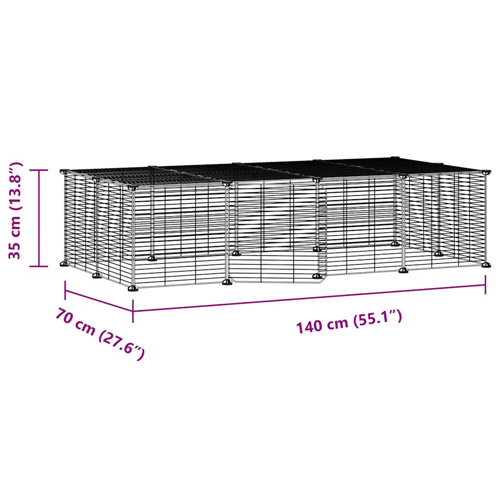 20-Panel Pet Cage with Door Black 35x35 cm Steel