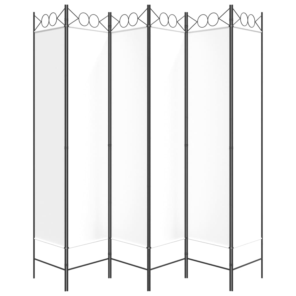 6-Panel Room Divider White 240x200 cm Fabric