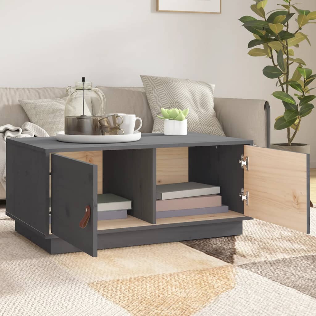 Coffee Table Grey 80x50x35 cm Solid Wood Pine