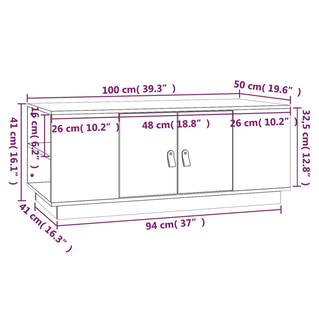 Coffee Table Honey Brown 100x50x41 cm Solid Wood Pine