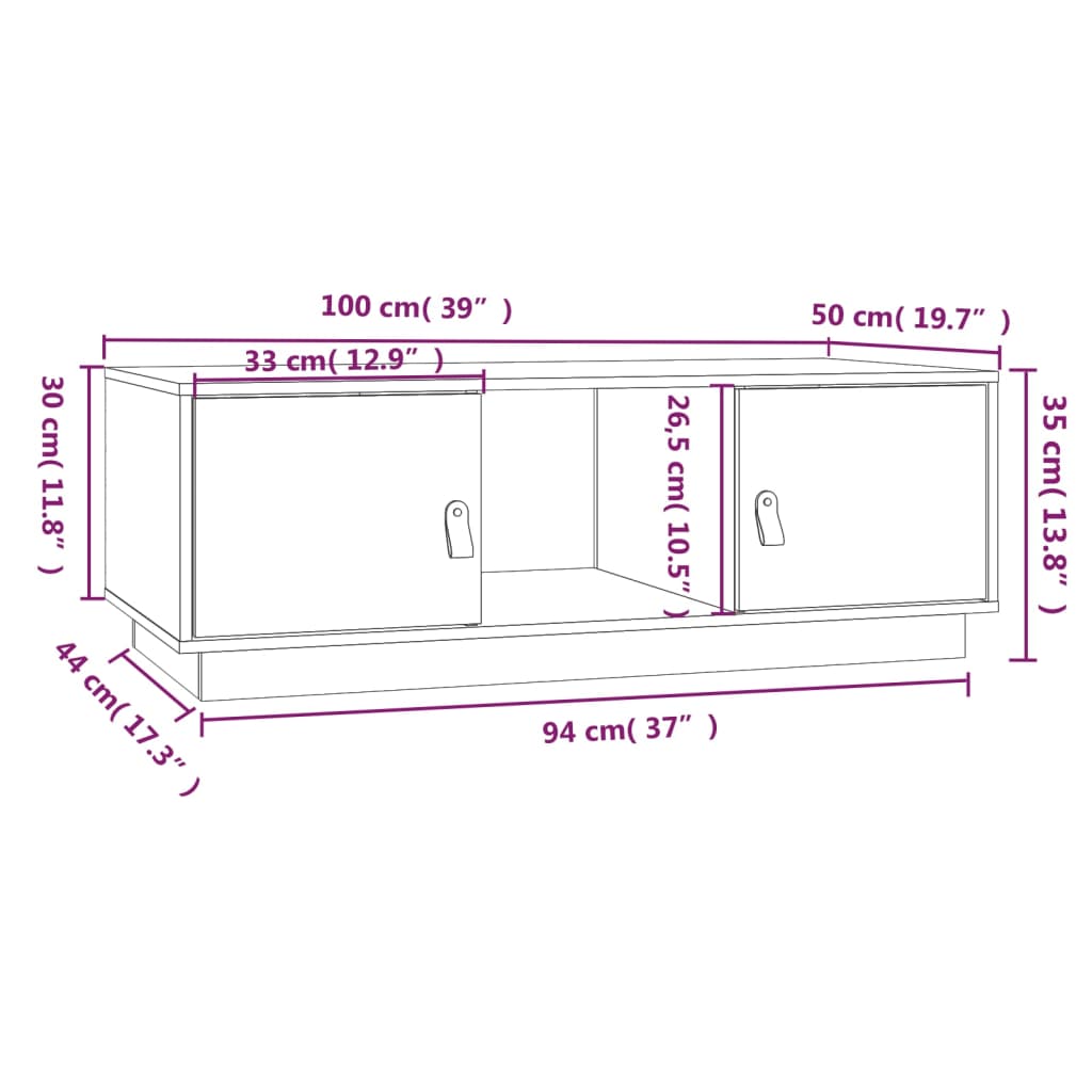 Coffee Table Honey Brown 100x50x35 cm Solid Wood Pine