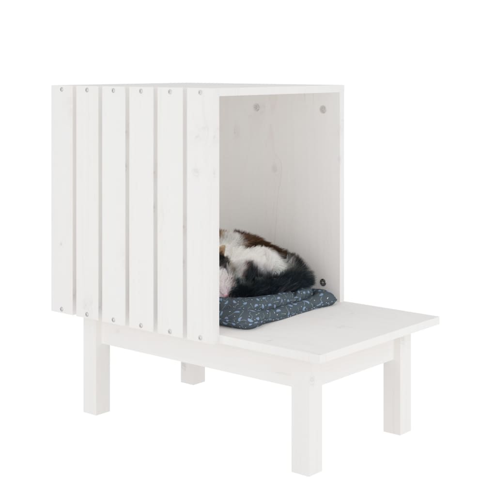 Cat House White 60x36x60 cm Solid Wood Pine