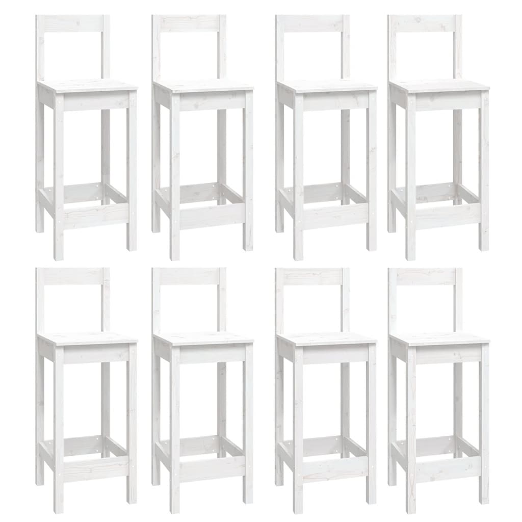 9 Piece Bar Set White Solid Wood Pine