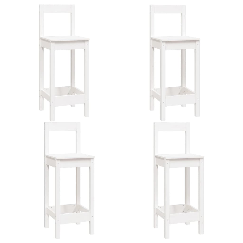 5 Piece Bar Set White Solid Wood Pine