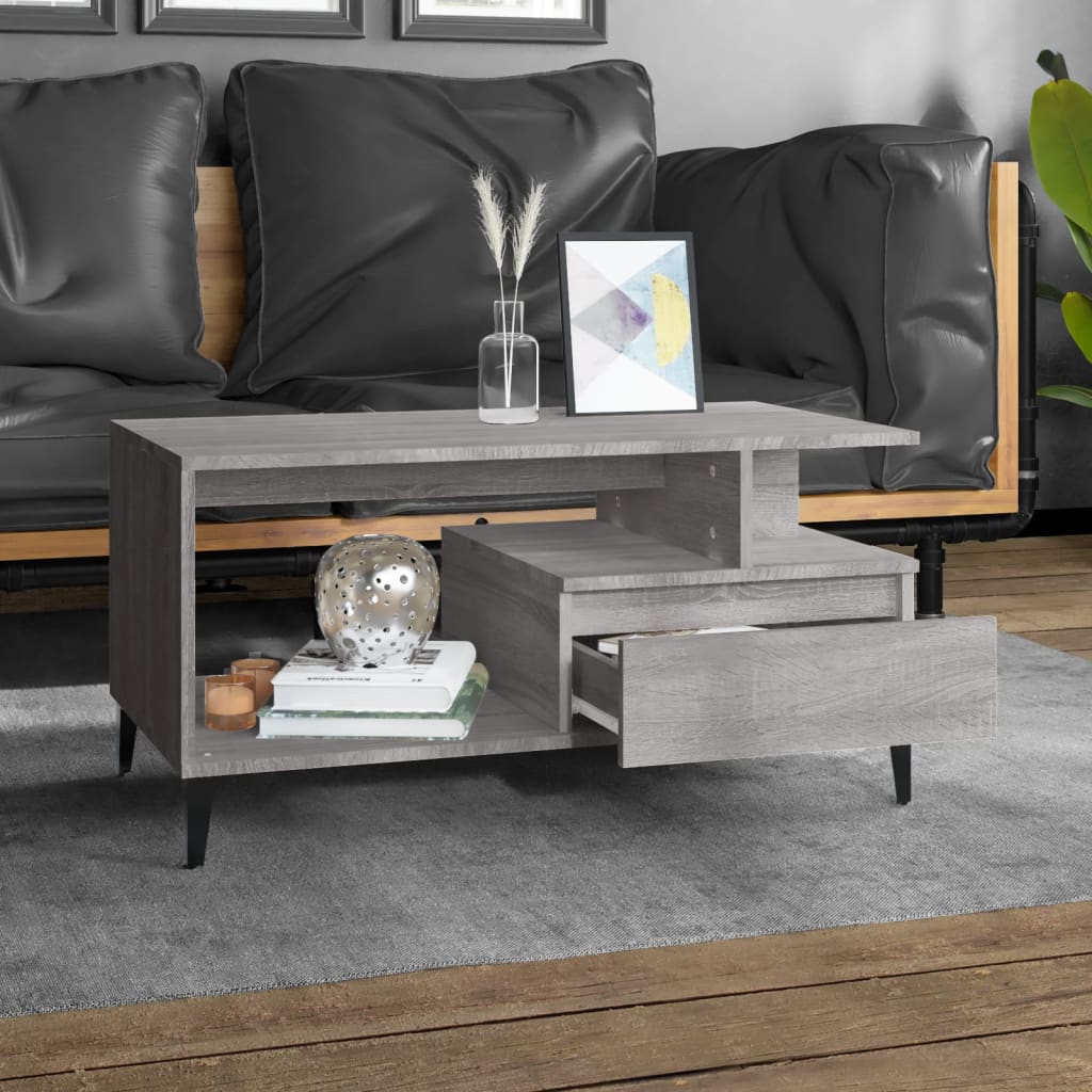 Coffee Table Grey Sonoma 90x49x45 cm Engineered Wood