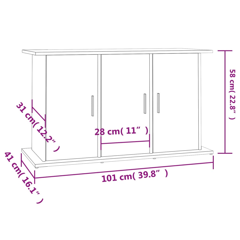 Aquarium Stand Grey Sonoma 101x41x58 cm Engineered Wood