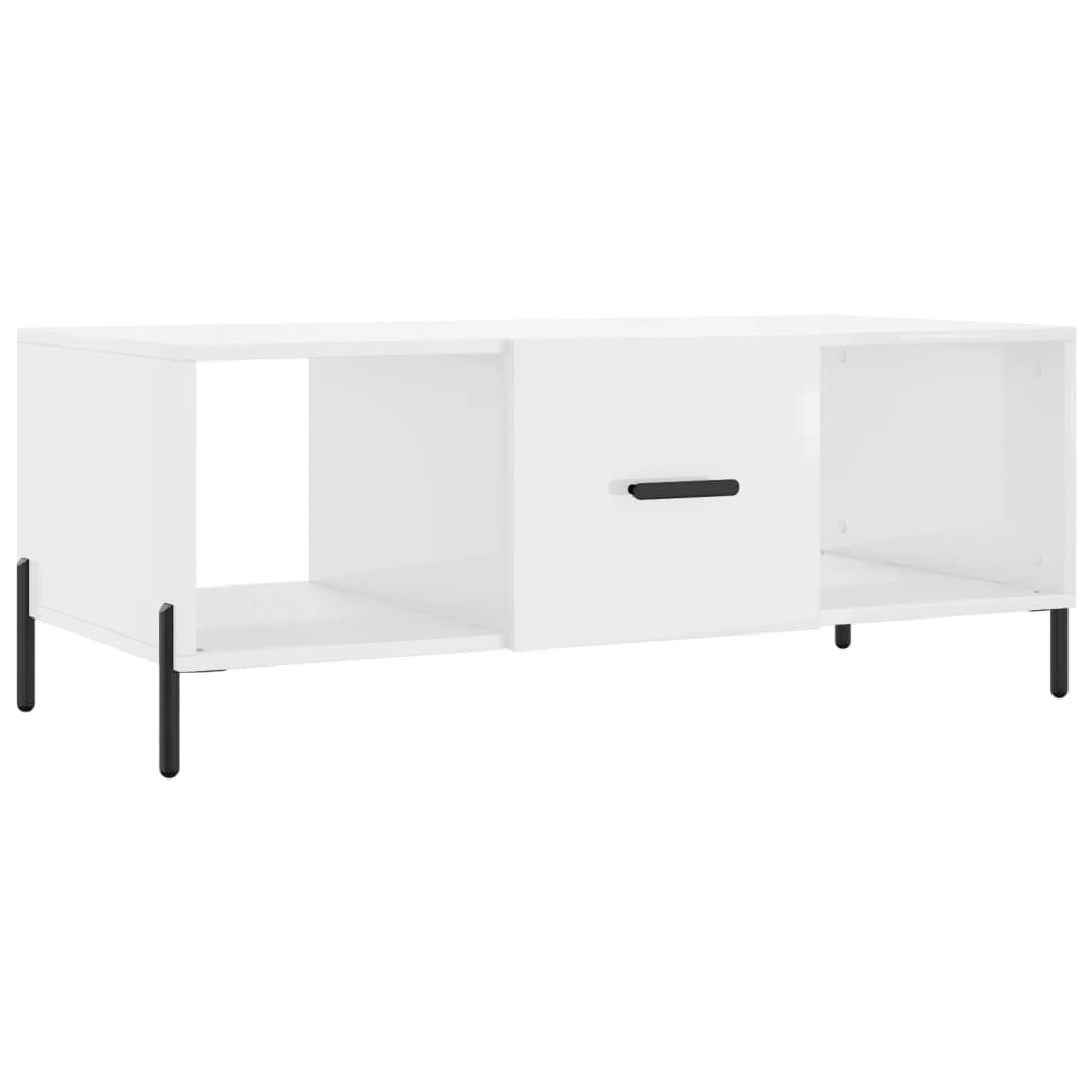 Coffee Table High Gloss White 102x50x40 cm Engineered Wood