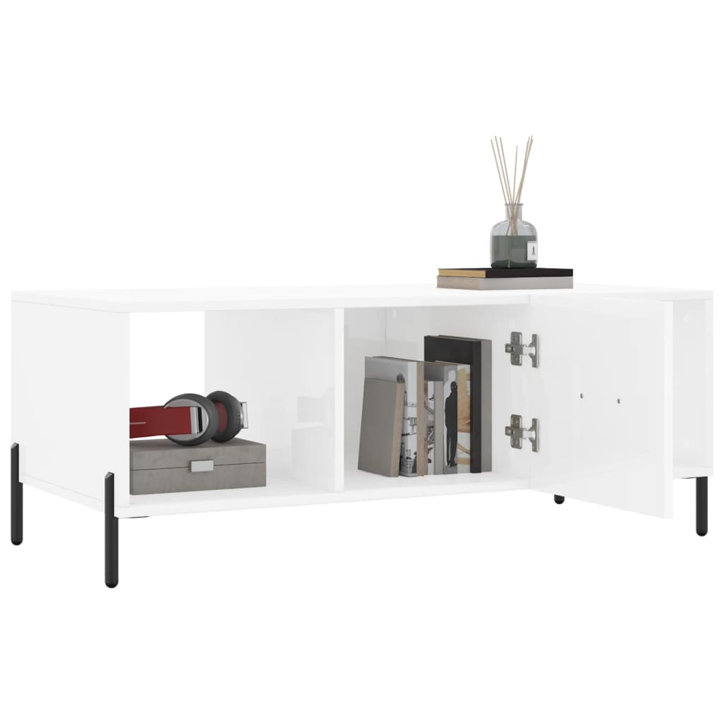 Coffee Table High Gloss White 102x50x40 cm Engineered Wood