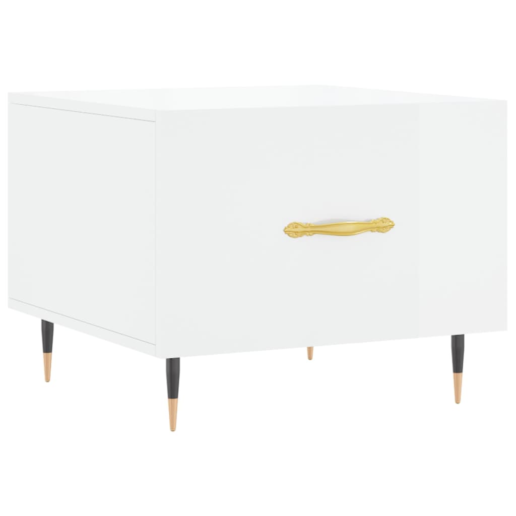 Coffee Table High Gloss White 50x50x40 cm Engineered Wood