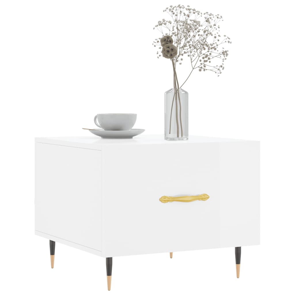 Coffee Table High Gloss White 50x50x40 cm Engineered Wood