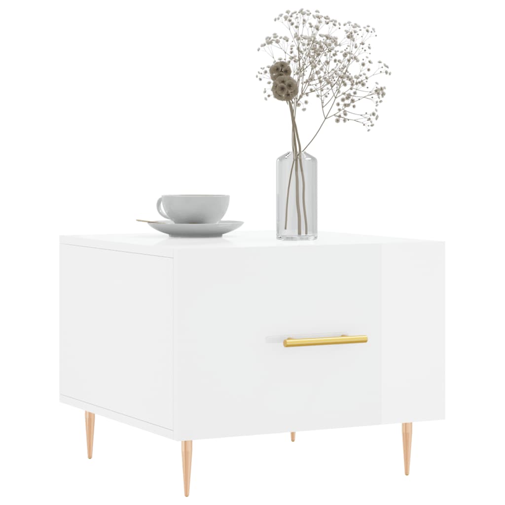 Coffee Table High Gloss White 50x50x40 cm Engineered Wood