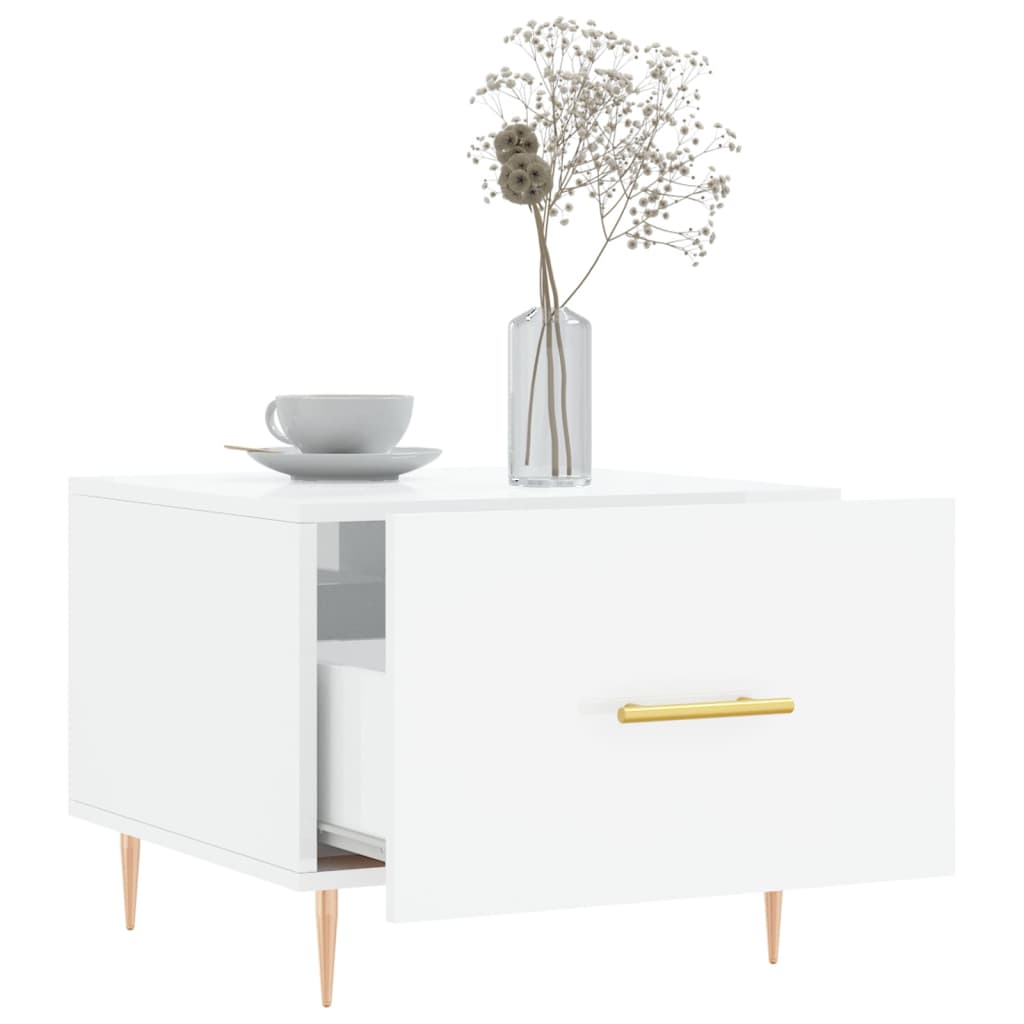 Coffee Table High Gloss White 50x50x40 cm Engineered Wood
