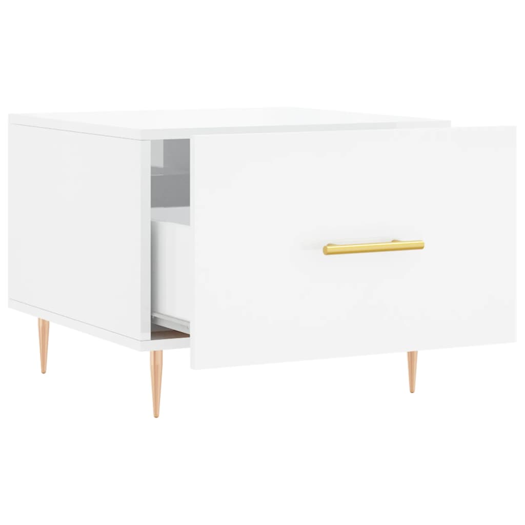 Coffee Table High Gloss White 50x50x40 cm Engineered Wood