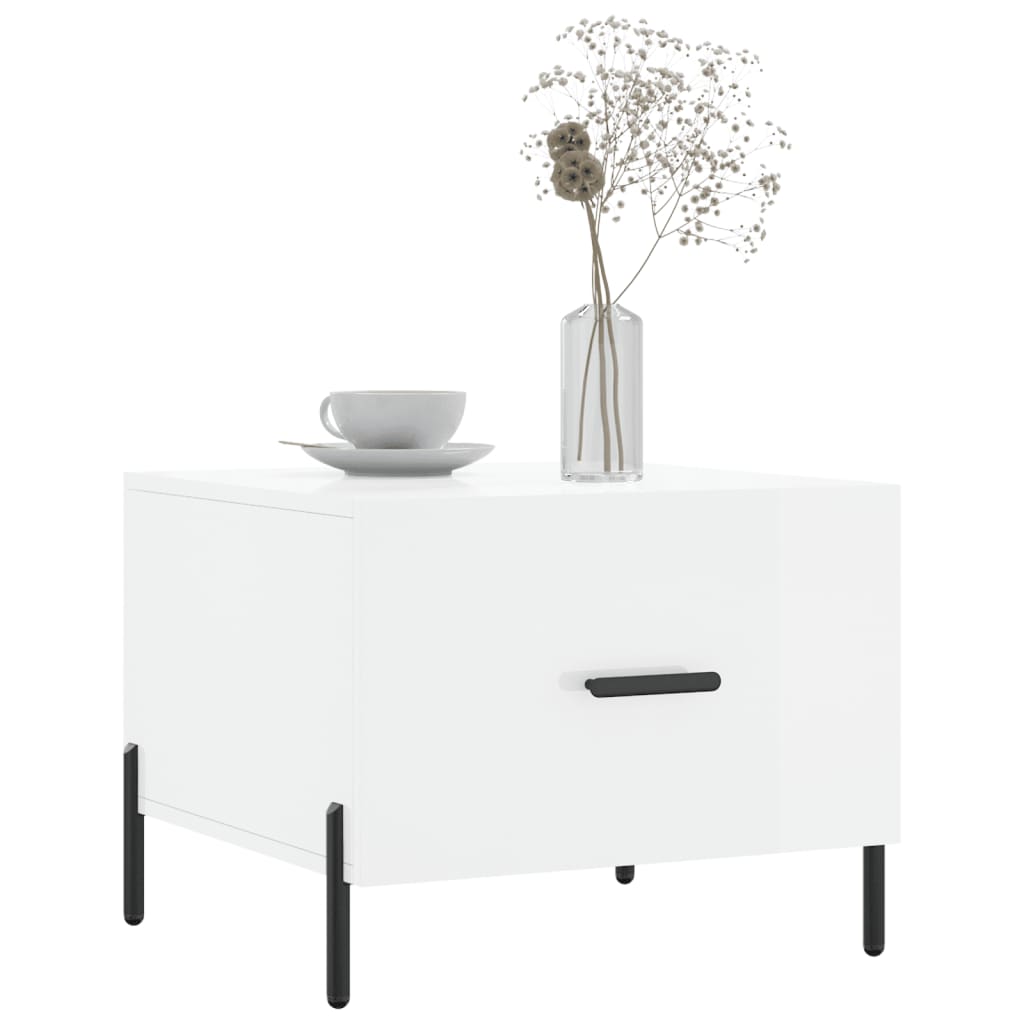 Coffee Table High Gloss White 50x50x40 cm Engineered Wood
