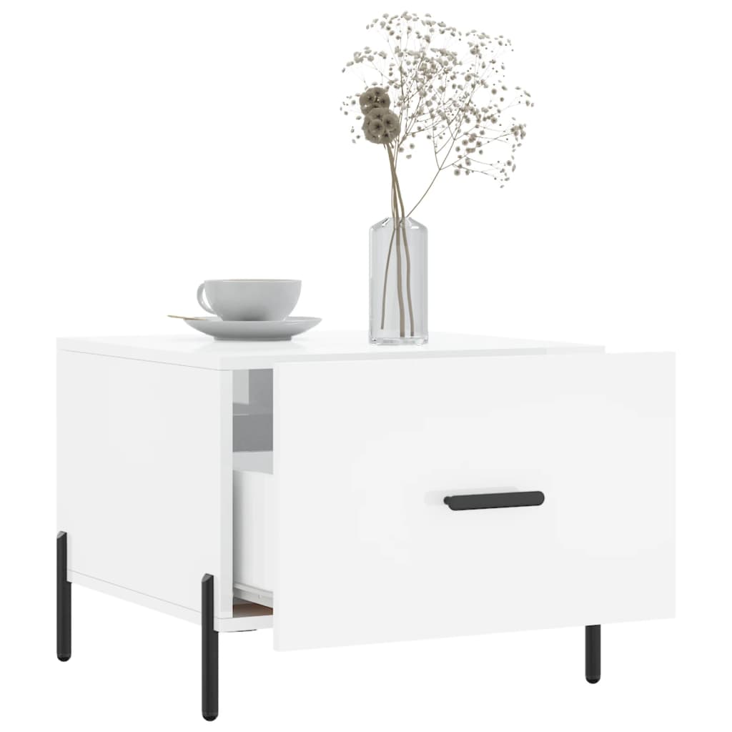 Coffee Table High Gloss White 50x50x40 cm Engineered Wood